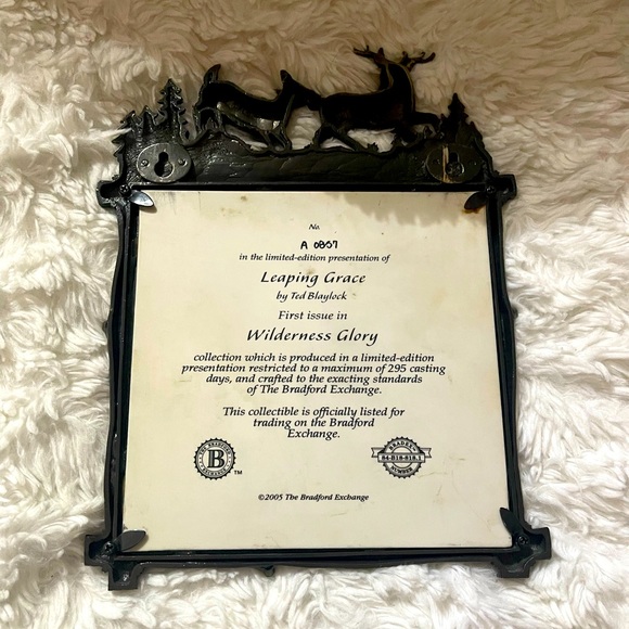 Collectible Whitetail Ceramic Piece In Bronzed Frame - Picture 2 of 2